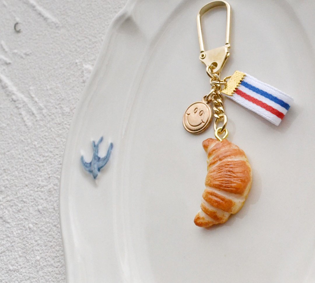 Keyring / miniature / croissant - 钥匙链/钥匙包 - 粘土 咖啡色