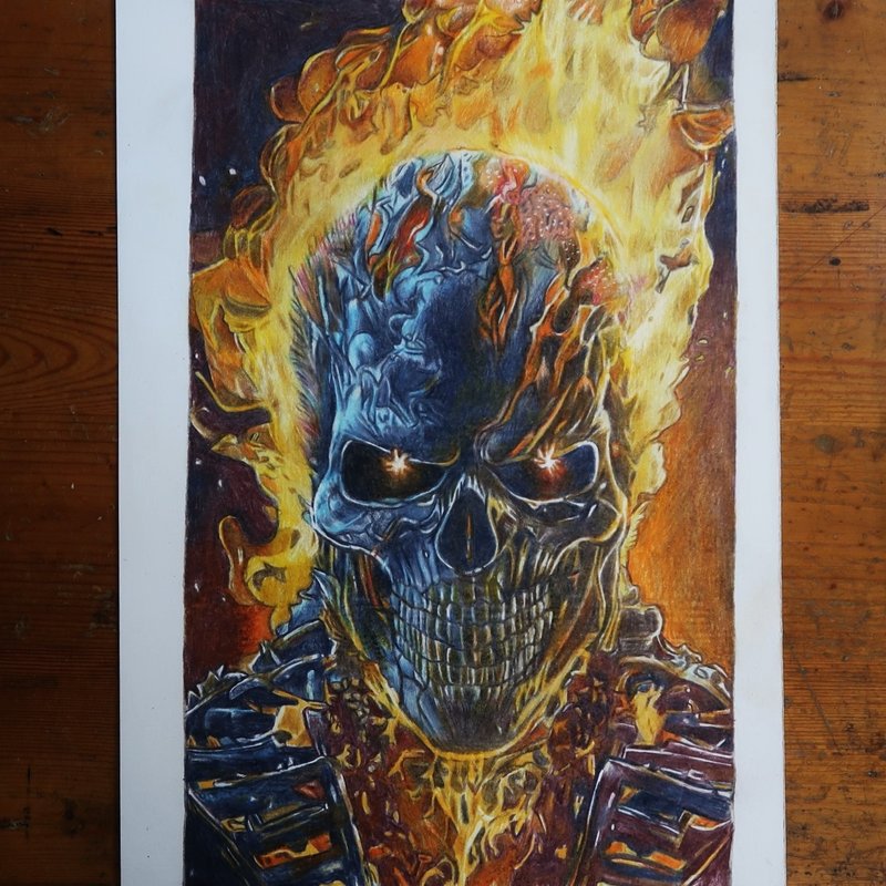 1.火神 人物画(上架作品)  2.肖像画、人物画  3.缩时摄影 - 订制画像 - 纸 橘色