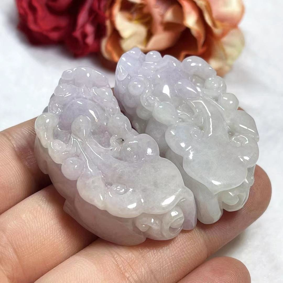 多宝晶石/天然翡翠A货貔貅吊坠/浓紫翡翠/浓紫貔貅/如意貔貅/春彩 - 项链 - 玉石 