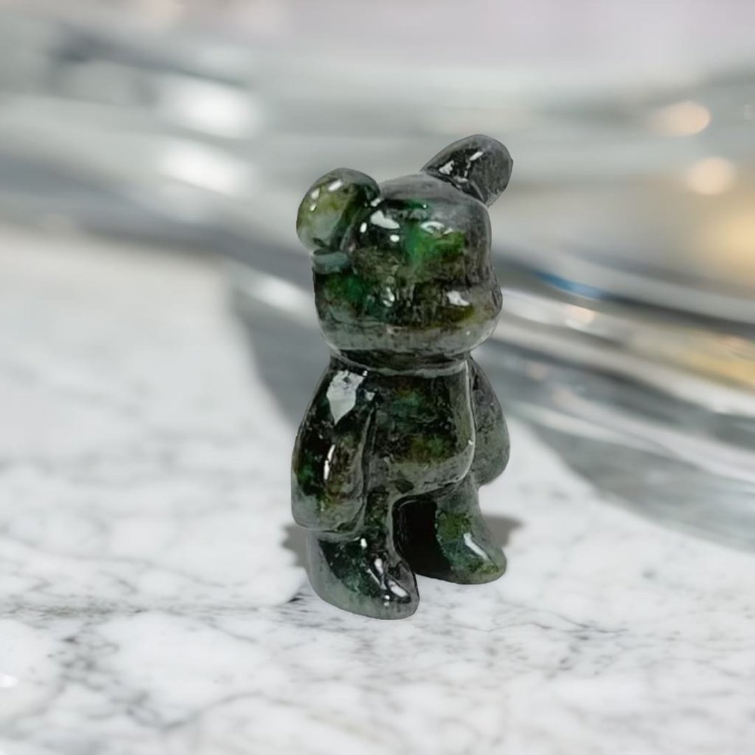 【熊熊玉见你】花青翡翠可爱小熊摆饰 | 天然缅甸翡翠A货 | 送礼 - 摆饰 - 玉石 绿色