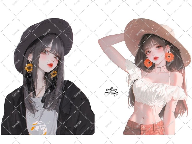 original sticker no.6289 人物贴纸 原创贴纸 人物贴纸 女孩贴纸 原创人物贴纸 - 贴纸 - 纸 