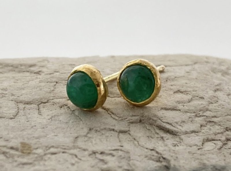 K24 纯金 + 天然祖母绿 纯金造型耳环 - 耳环/耳夹 - 其他金属 