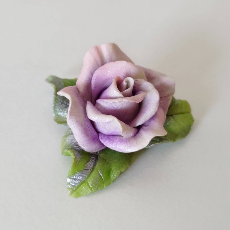黏土手作 ATO52 磁铁 - 浅紫色玫瑰花 - 冰箱贴/磁贴 - 其他材质 