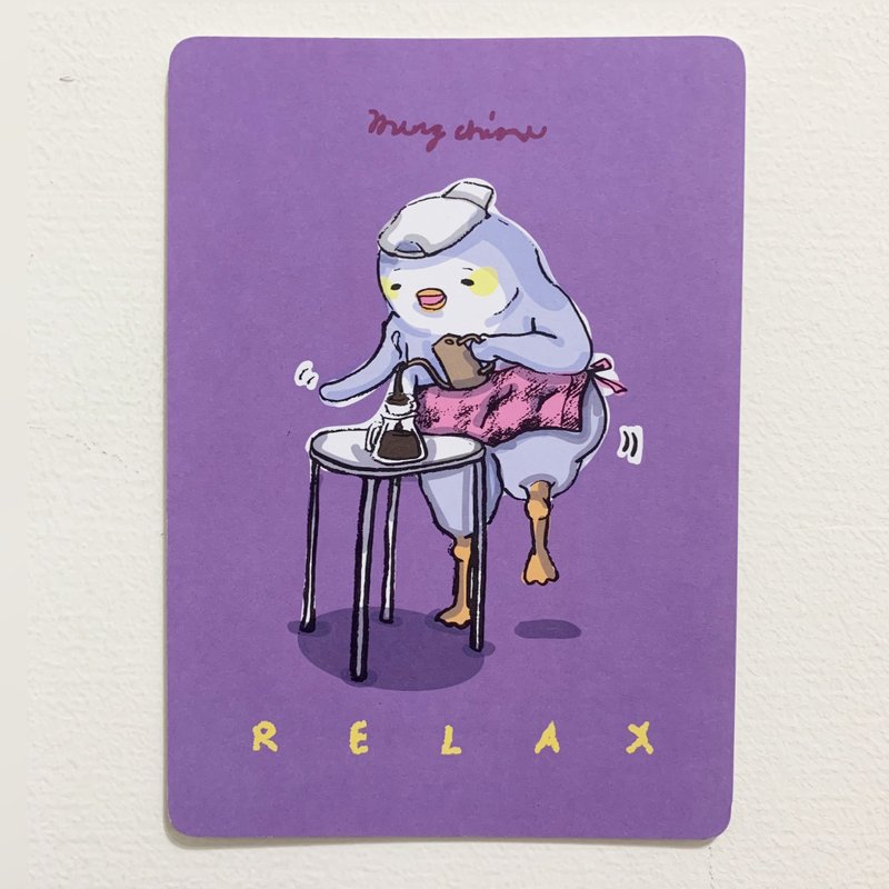 企鹅居家明信片-冲煮鹅 - 卡片/明信片 - 纸 紫色