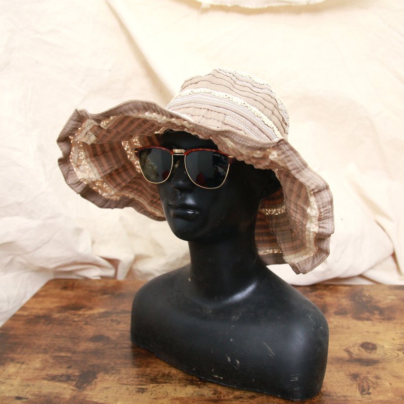 Back to Green::夏季帽款 薄款蕾丝 海摊帽 d-68//vintage hat - 帽子 - 棉．麻 