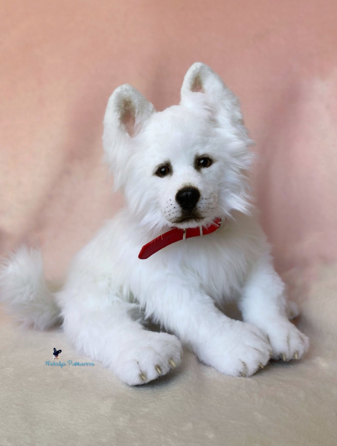 白色瑞士牧羊犬/狗逼真的玩具 - 玩偶/公仔 - 聚酯纤维 白色