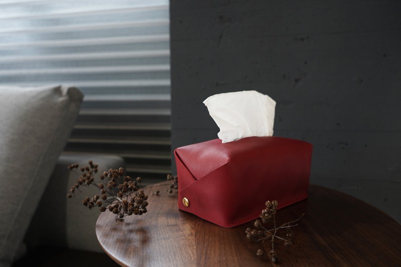 绅士卫生纸盒 | 面纸套 |新春限定红磁扣款 - 纸巾盒 - 真皮 红色