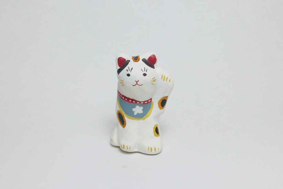玉记手捏猫 / 招财猫 - 摆饰 - 粘土 白色