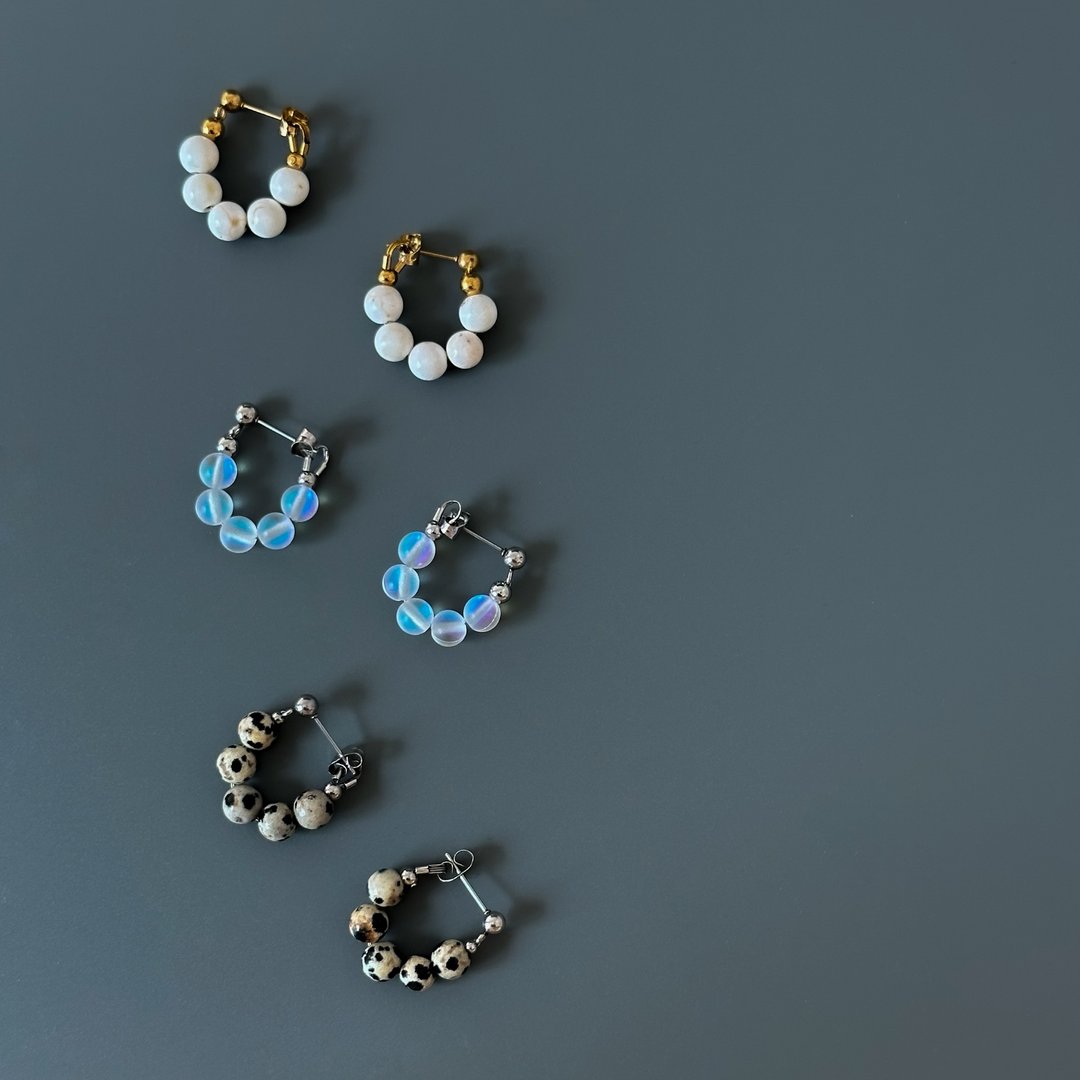 ARC STONE EARRINGS - 耳环/耳夹 - 不锈钢 多色