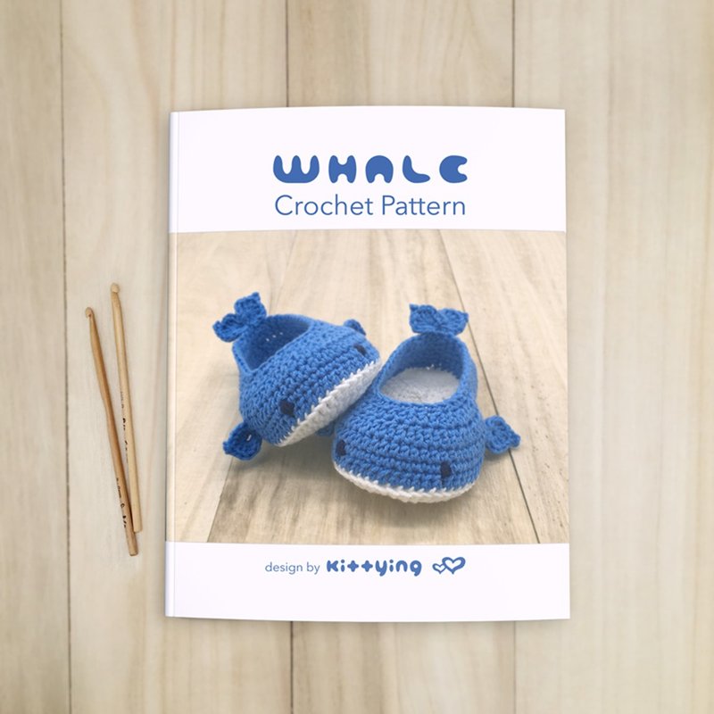 Whale Baby Shoes Crochet Pattern (exclude materials) 鯨魚嬰兒鞋 鉤針編織圖案說明書  (不含線材及工具) - 编织/刺绣/羊毛毡/裁缝 - 其他材质 蓝色