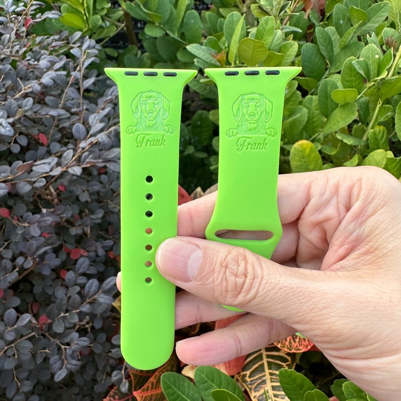 定制腊肠狗毛孩图案 Apple Watch 潮流硅胶表带适合所有型号 - 表带 - 硅胶 多色