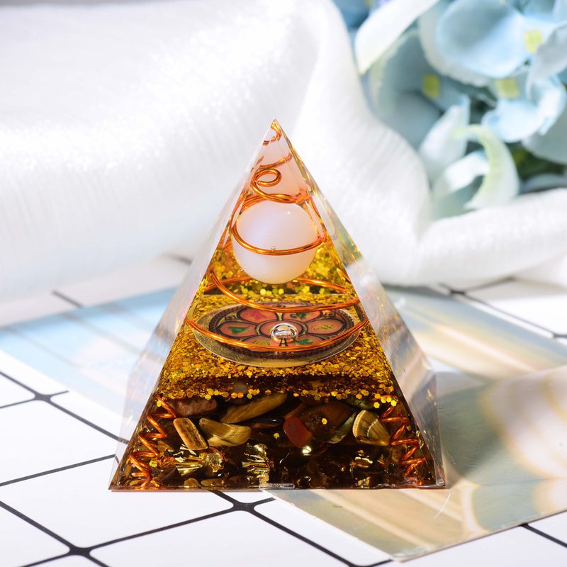 新品金字塔奥根塔Orgonite塔/脉轮/助眠/冥想/能量蛋白石虎眼石 - 摆饰 - 树脂 