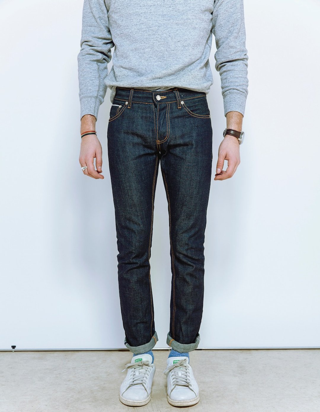grand1 原色赤耳布边牛仔裤-Slim fit 短版(L30/L28) - 男士长裤 - 棉．麻 蓝色