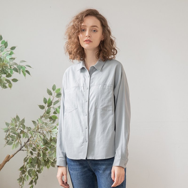 Hana Mokuba 纯棉文青大口袋衬衫 - 女装衬衫 - 棉．麻 