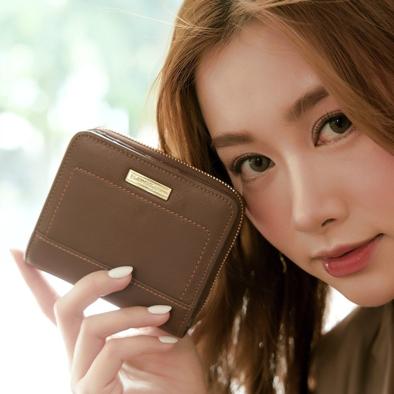 【金安德森】Dominic 金标牛皮短夹-赤陶棕 - 皮夹/钱包 - 真皮 咖啡色