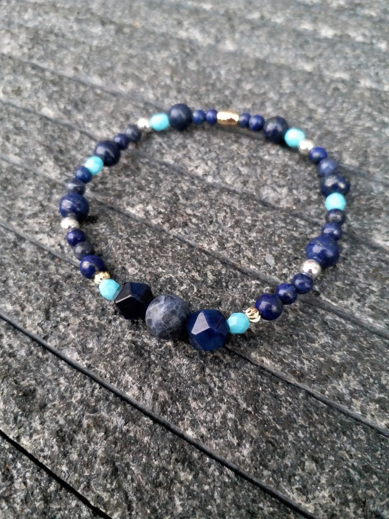 岁末7折 │青金石 │蓝虎眼 │镀14K金银珠 │捷克手工珠│手链 - 手链/手环 - 水晶 蓝色