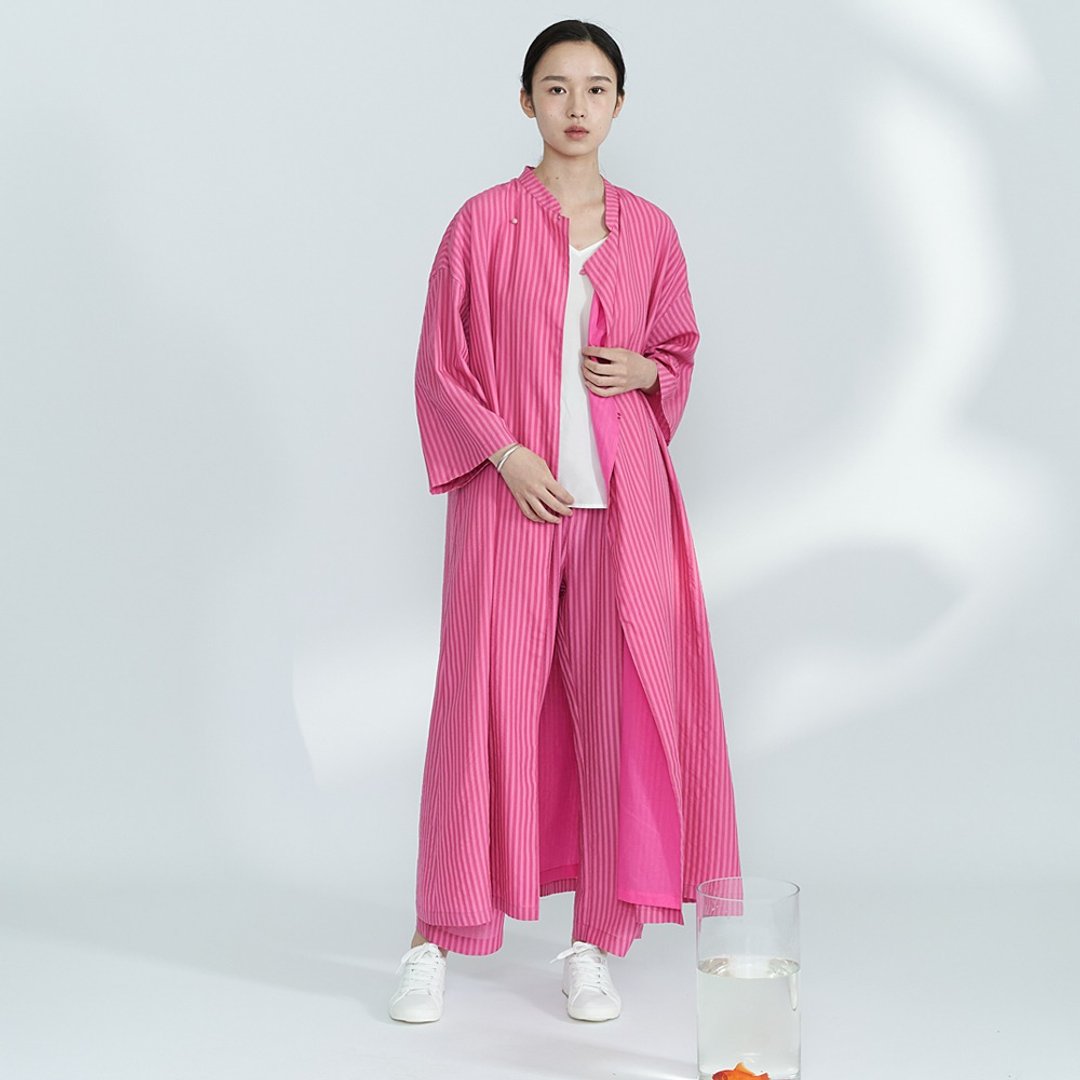 限定配色 超寬大 薄款舒適防曬長袍 洋裝 D210524 - 洋装/连衣裙 - 丝．绢 粉红色
