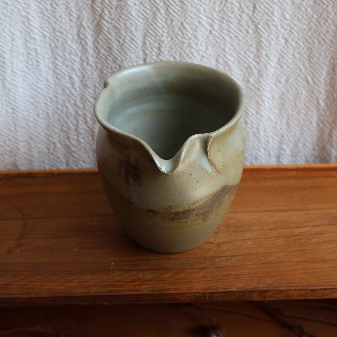 碧玉柔痕 柴烧陶茶海 公道杯 - 茶具/茶杯 - 陶 绿色