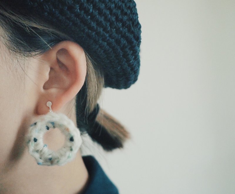 耳环｜编织｜夹耳｜纯银防银耳针 - 耳环/耳夹 - 其他材质 白色