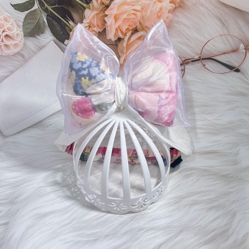 冻玫果冰茶/大云朵发带/亲子发带/蝴蝶结发带/宝宝发带 - 婴儿帽/发带 - 棉．麻 透明