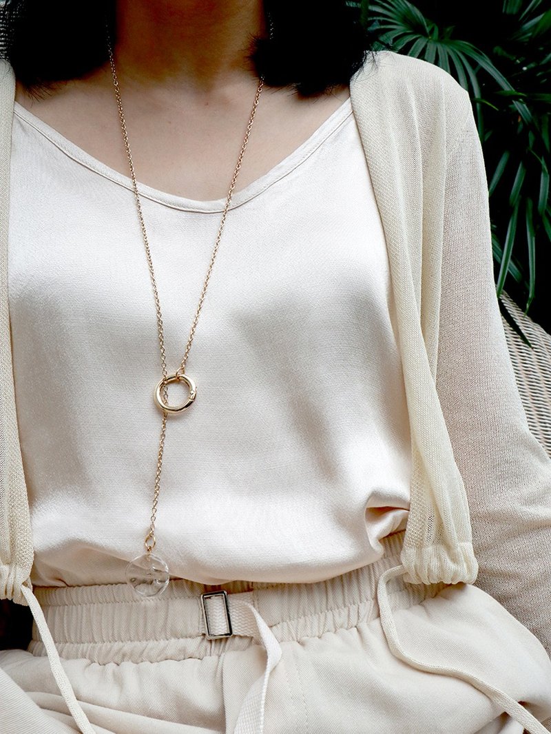 KIKI necklace - 灯工 手工烧制玻璃水珠 项链 颈链 - 长链 - 玻璃 透明