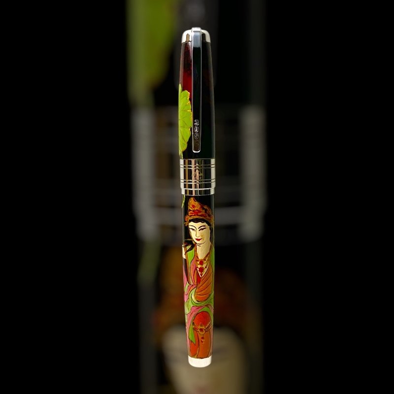 3952 老山羊 - 天然漆彩绘笔 X800 莲心观照 特调书法钛尖钢笔 - 钢笔 - 其他材质 