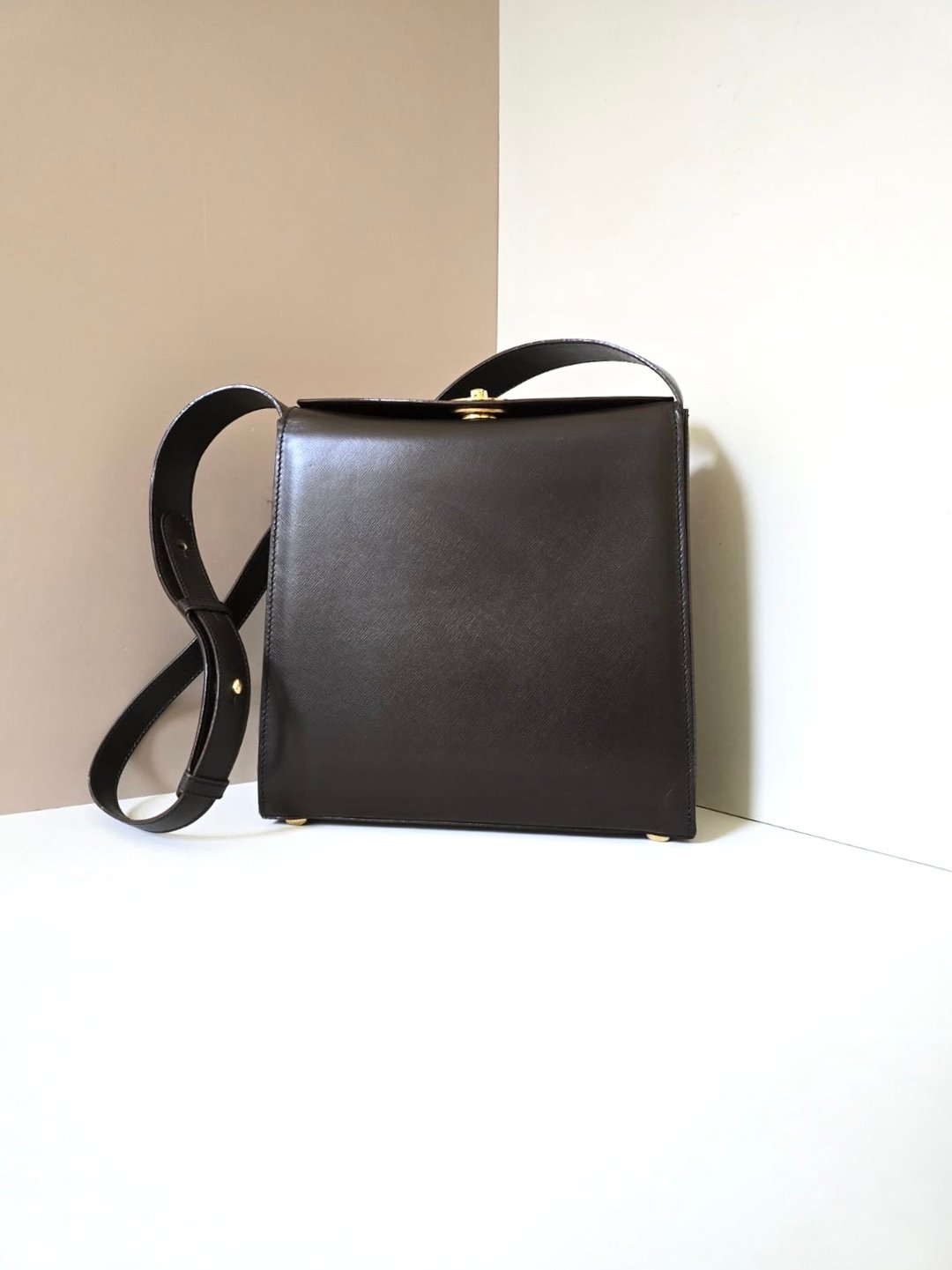 绝版古董包 Celine 咖啡色旋转扣单肩包 侧背包 中古包 二手复古包 - 侧背包/斜挎包 - 真皮 咖啡色