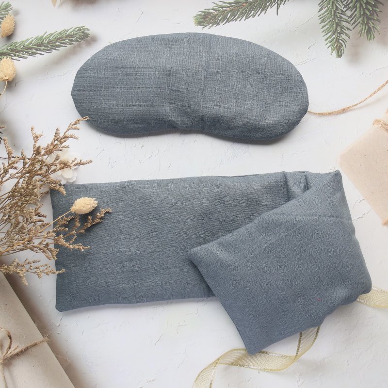 【蓝灰色】热敷眼罩 万用热敷垫 肩用热敷垫 多种香气可选 - 其他 - 棉．麻 蓝色