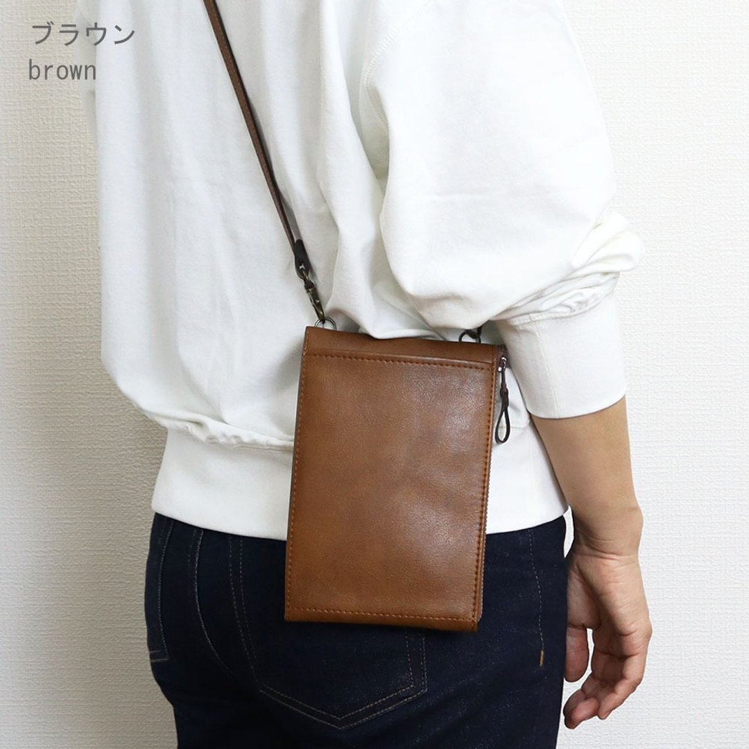 Smartphone pochette with side zipper card pocket 6 colors Super lightweight and water and scratch resistant high quality vegan leather Made to order - 侧背包/斜挎包 - 其他材质 咖啡色