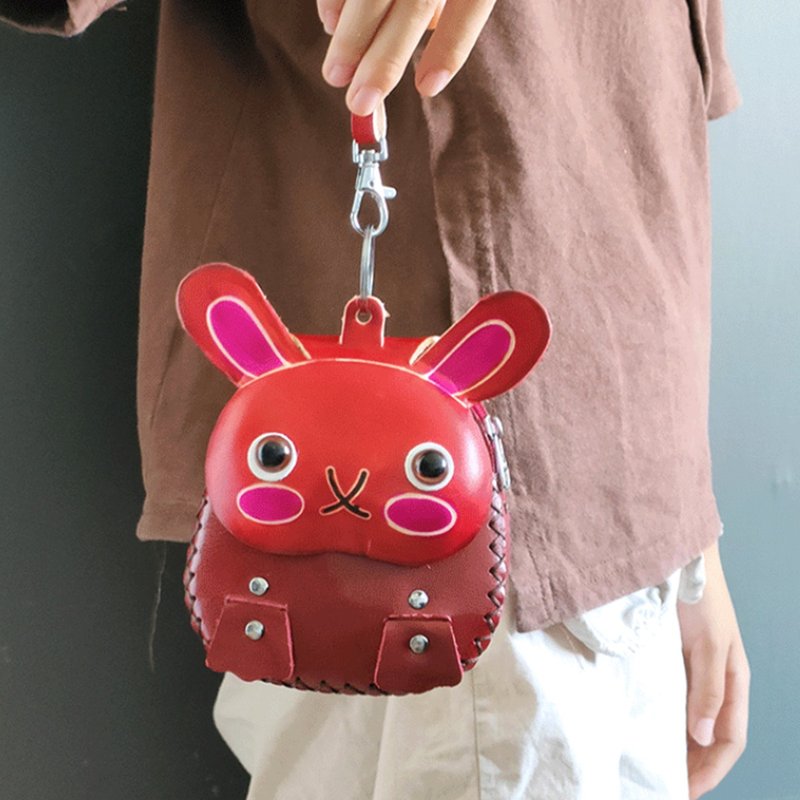 肩带款斜跨十二生肖小背包 - 手拿包 - 真皮 咖啡色