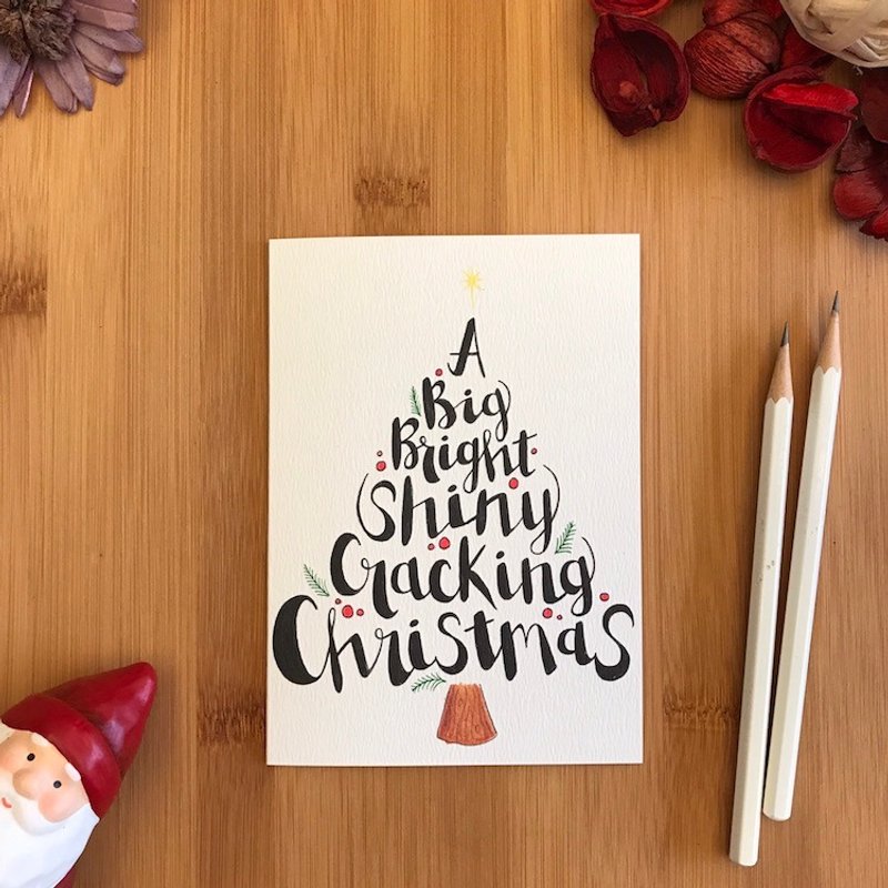 BIG BRIGHT CHRISTMAS TREE 圣诞卡 手绘插画 环保纸材 英国进口卡片 C113 - 卡片/明信片 - 纸 
