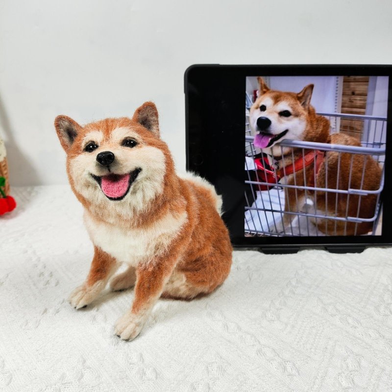 客制化逼真犬 羊毛毡 柴犬 宠物 娃娃 定制 手工 狗狗猫咪   44 - 玩具 - 羊毛 多色