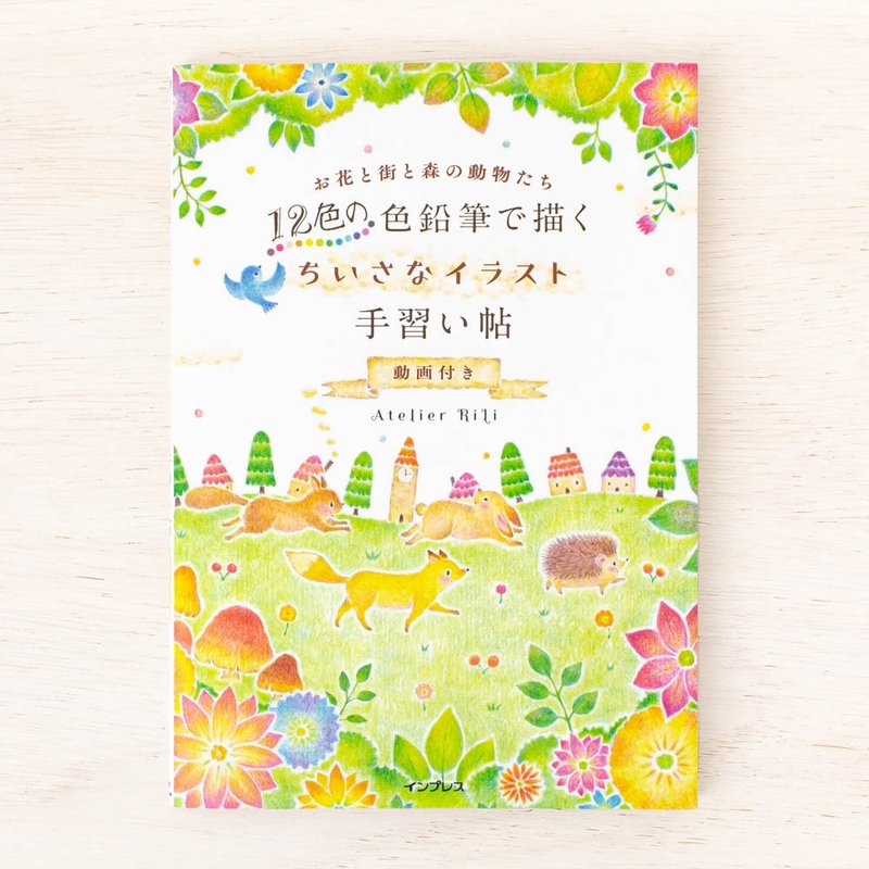 Picture story. Picture book Draw with 12 colored pencils Small illustrations Tereikucho: Flowers, towns and forest animals BK-4 - 刊物/书籍 - 纸 多色