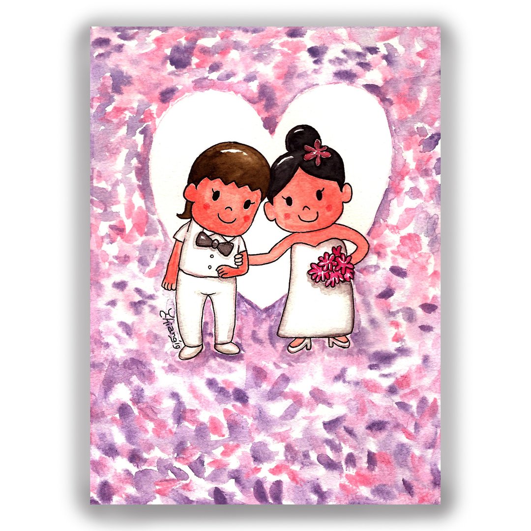 情人节-手绘插画万用卡/卡片/明信片/插画卡/情人卡--与妳相守 - 卡片/明信片 - 纸 