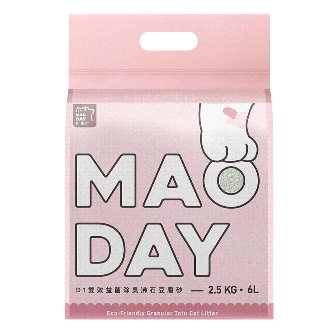 毛商行 Maoday D1双效益菌除臭矿型豆腐砂2.5kg 沸石款 (1包入) - 猫砂/猫砂垫 - 环保材料 粉红色
