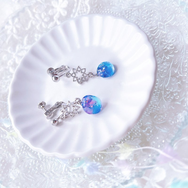 星空耳夹 耳环 饰物 礼物 手作 北极星 文艺 拍摄 银河 - 耳环/耳夹 - 其他材质 多色