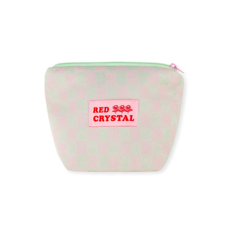 CHECKERBOARD POUCH (mint) - 零钱包 - 棉．麻 绿色