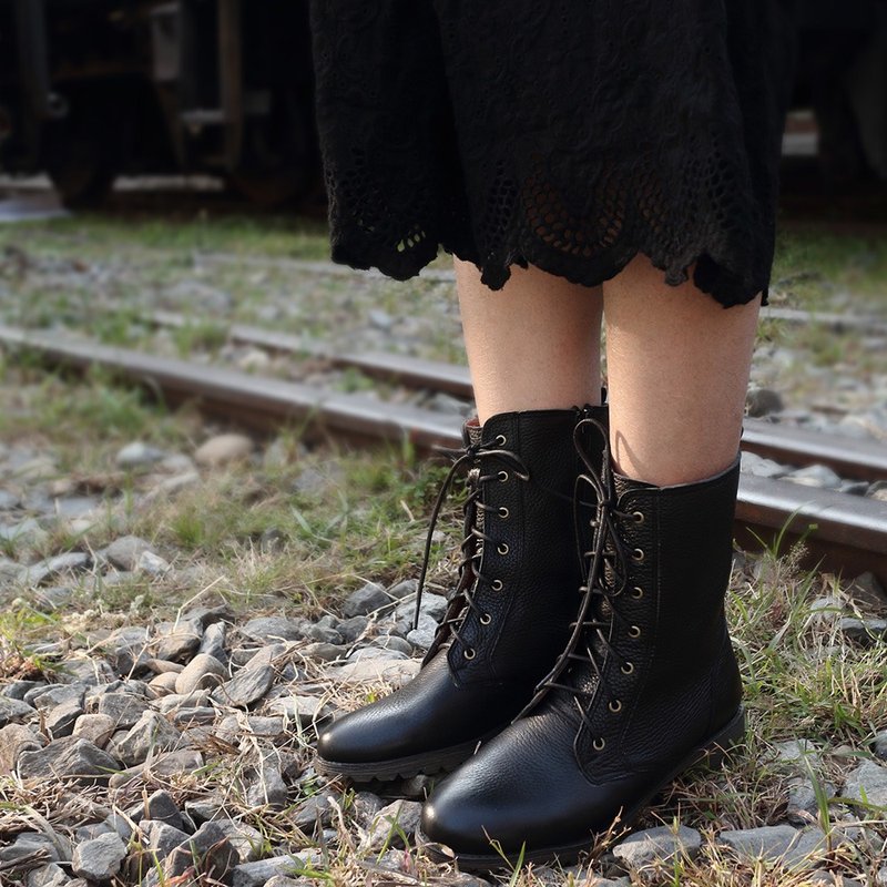 【自由嬉皮士】全真皮骑士靴_黑色 - 女款长靴 - 真皮 黑色