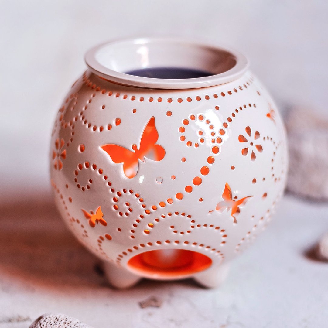 Butterfly Ceramic Oil Burner, Wax Melt Warmer, or Tealight Holder - 蜡烛/烛台 - 陶 