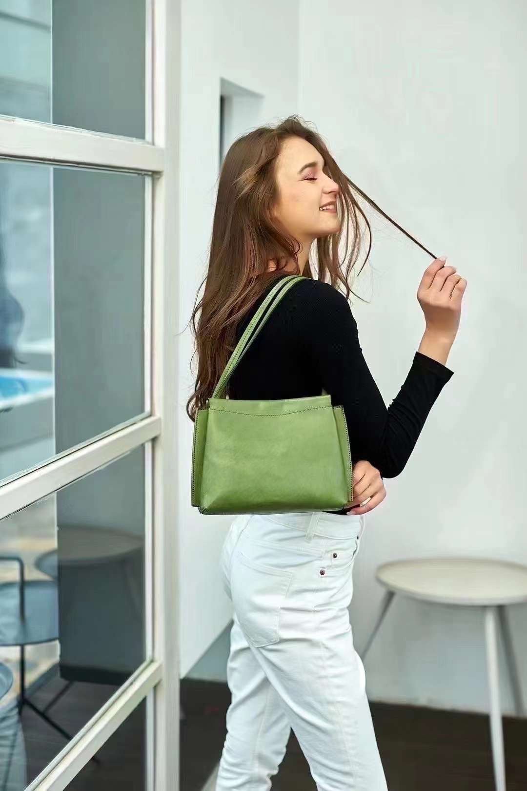 【歲末 7 折】極簡風格女包手工製作真皮斜跨單肩包/側背包/手袋 - 侧背包/斜挎包 - 真皮 