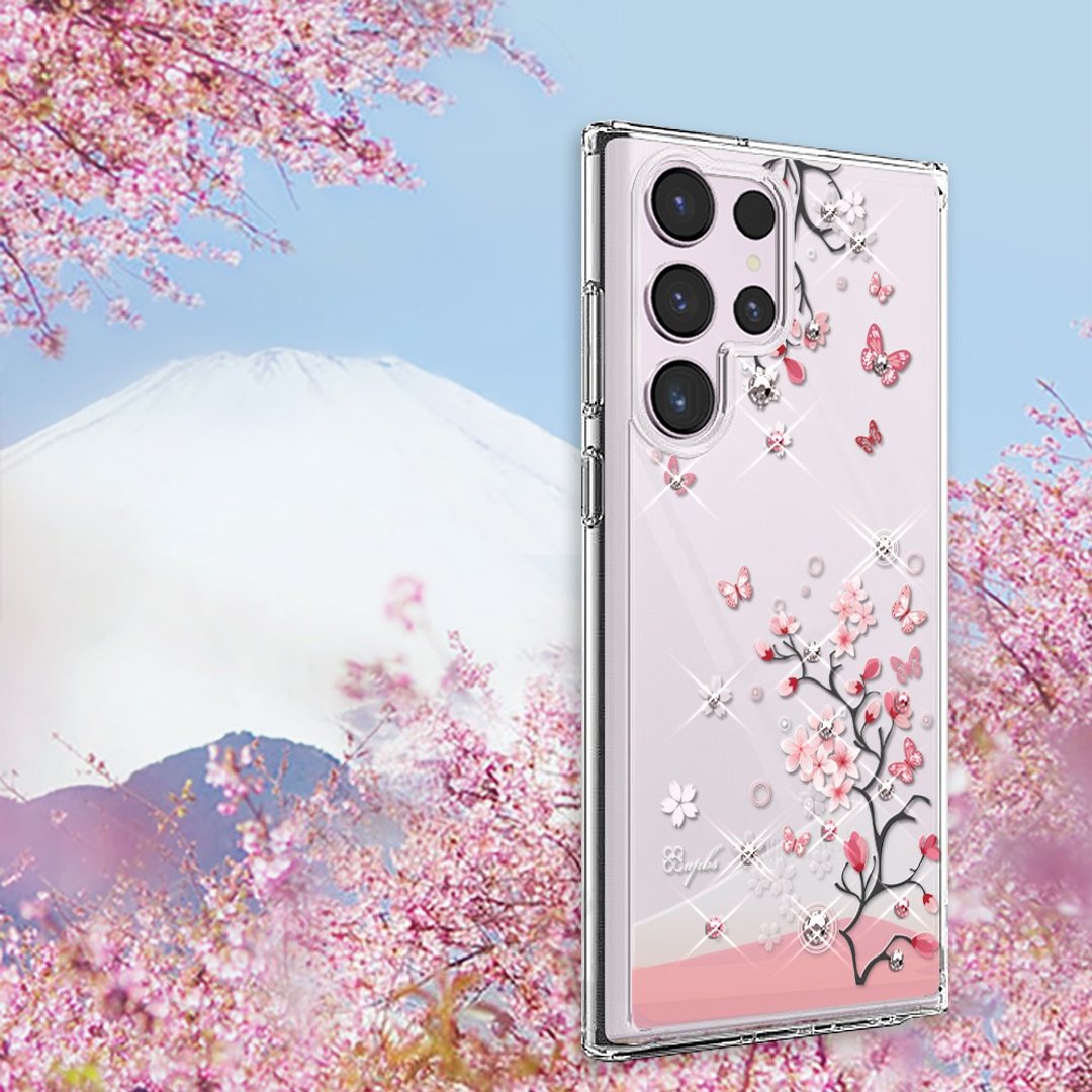 Samsung S26/S25/S24/S23 轻薄军规防摔水晶彩钻手机壳 - 日本樱 - 手机壳/手机套 - 其他材质 多色
