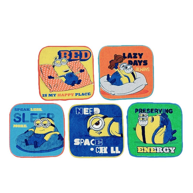 日本丸真 小小兵 纯棉迷你小方巾五入组 睡觉时间 - 毛巾浴巾 - 棉．麻 