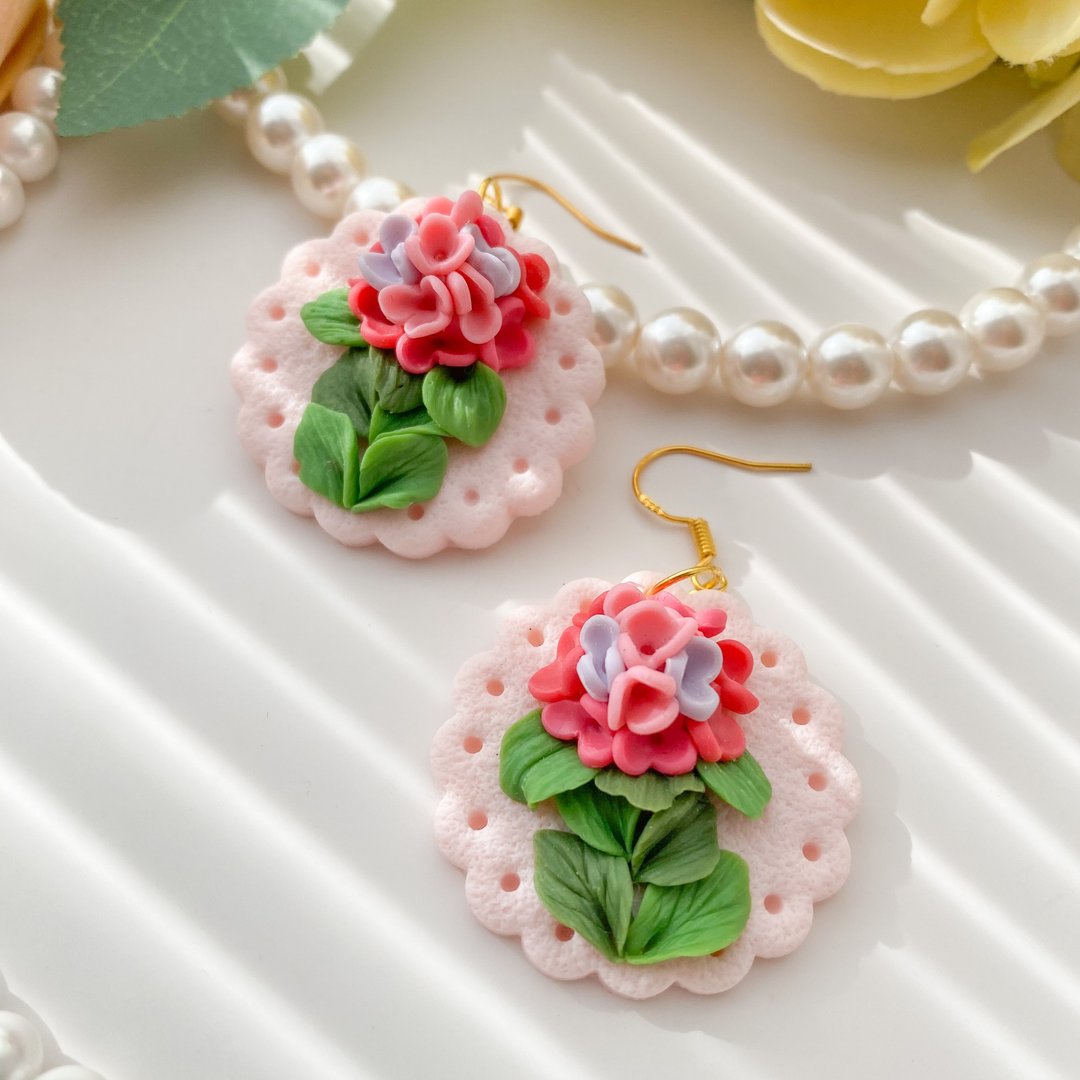 【春日花语】软陶花朵耳环 | 手作耳坠 | 清新少女风 | - 耳环/耳夹 - 粘土 