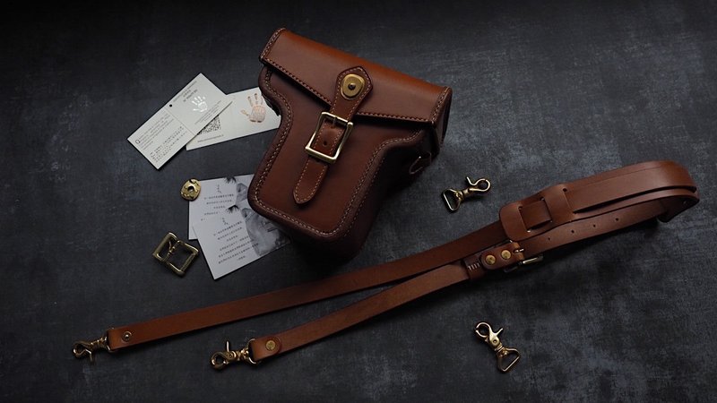 复古微单/单反/胶片相机包 纯手工牛皮 定制化刻字 摄影师礼物 - 相机包/相机袋 - 真皮 咖啡色