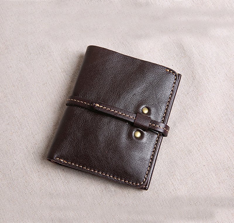 软皮折叠钱包 复古真皮男士钱夹 - 皮夹/钱包 - 真皮 咖啡色