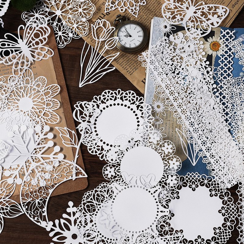 InfeelMe暖空共剪窗系列蕾丝纸复古镂空手帐打底纸素材包手帐装饰 - 便条纸/标签贴 - 纸 