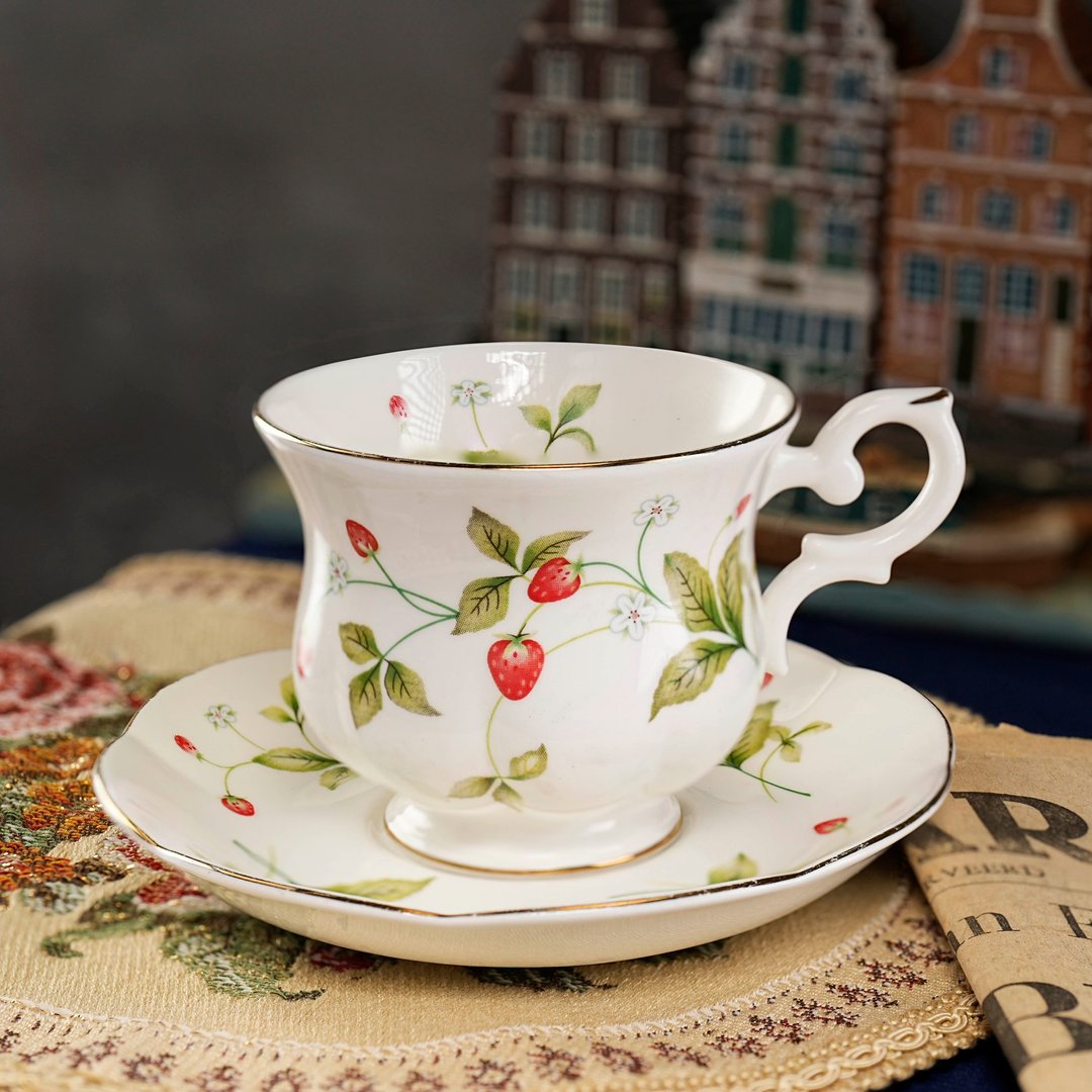 英国Royal Canterbury草莓园细骨瓷花茶杯组/咖啡杯 - 茶具/茶杯 - 瓷 多色