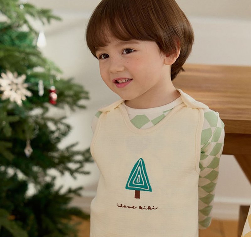 森林里的小树-【长版】暖芯背心童装-K615S - 童装上衣 - 棉．麻 绿色