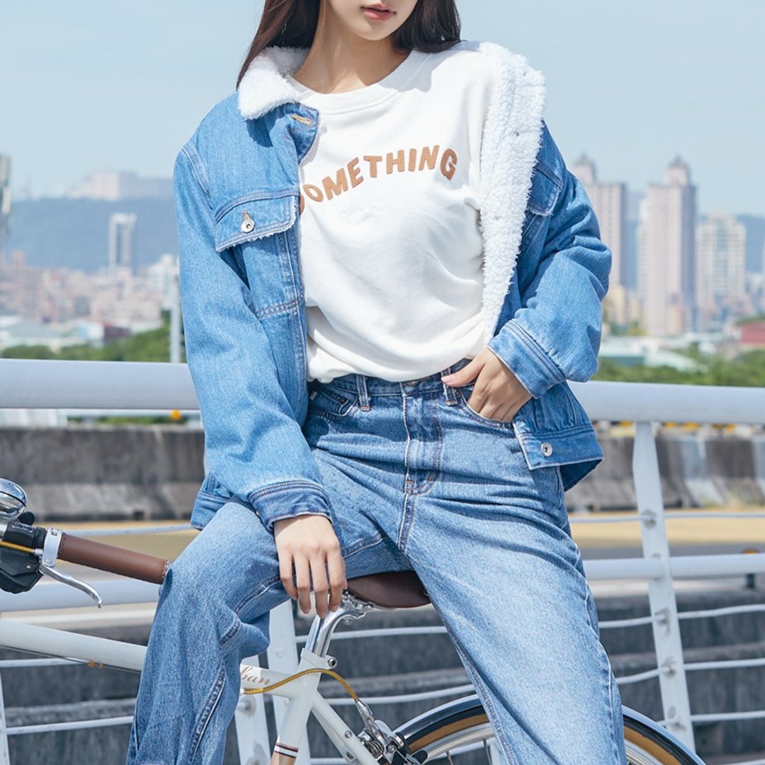 SOMETHING 毛毛领丹宁牛仔外套 (中古蓝) #外套 - 女装休闲/机能外套 - 棉 蓝色
