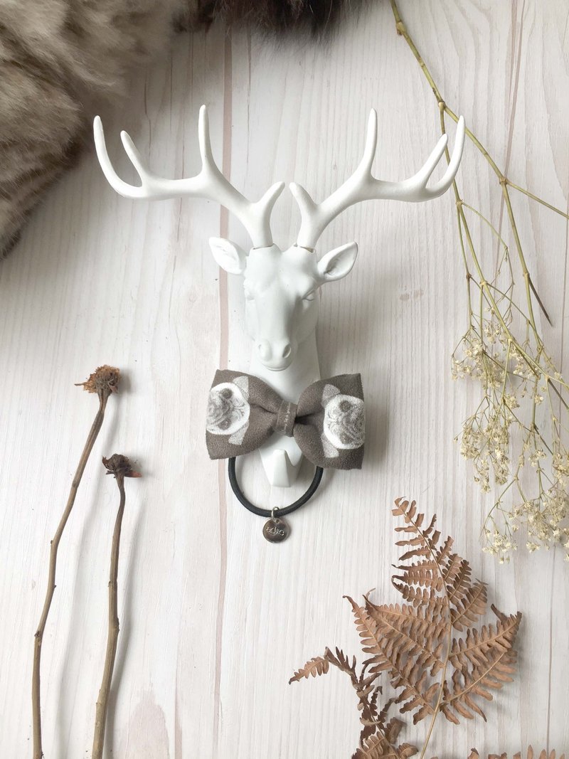 adc｜派对动物｜蝴蝶结｜橡皮筋 ｜手带｜两用｜巴哥｜八哥｜黑色 - 发饰 - 棉．麻 黑色